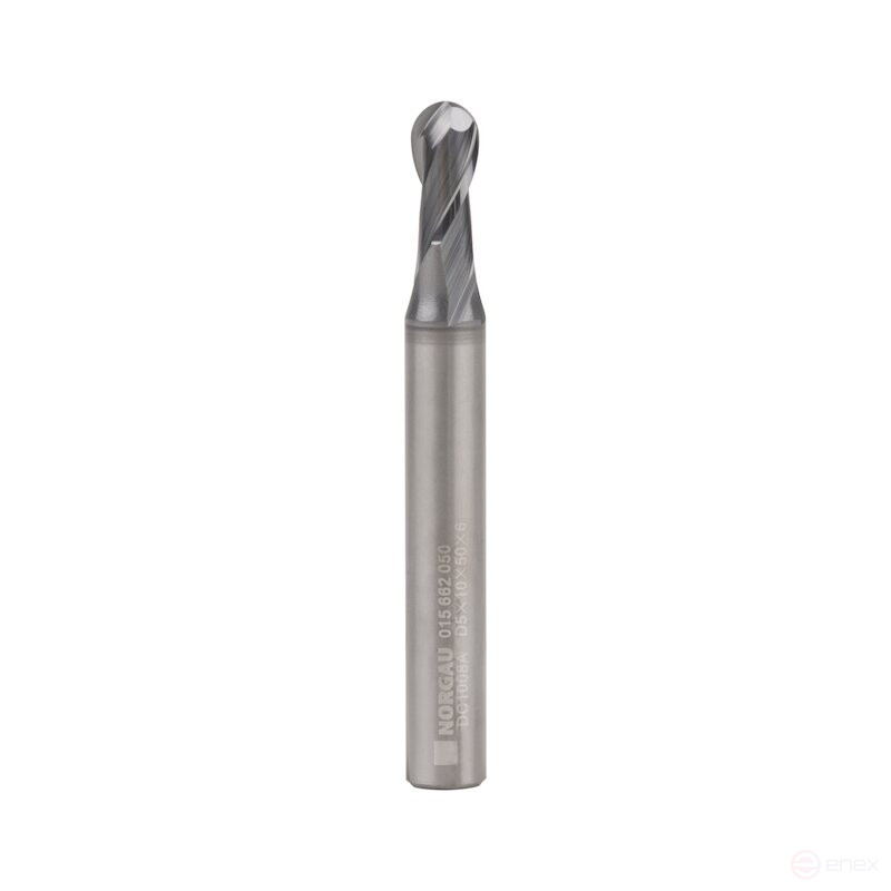 End mill NORGAU Industrial spherical 5 mm, Z2, VHM/AlCrSiN