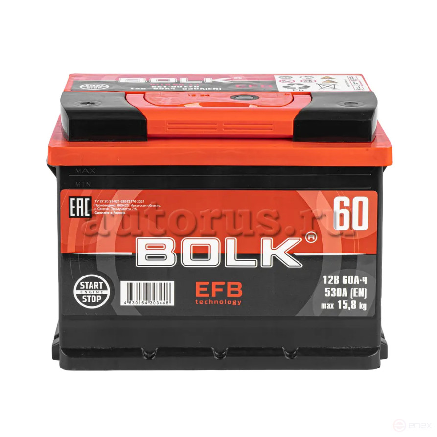 Аккумулятор BOLK EFB Stop&Go 60 А/ч прямой L+ 242x175x190 L2 EN 530 А