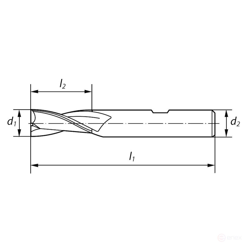 End milling cutter NORGAU Industrial keyed for metal 25 mm, Z2, HSS-Co8