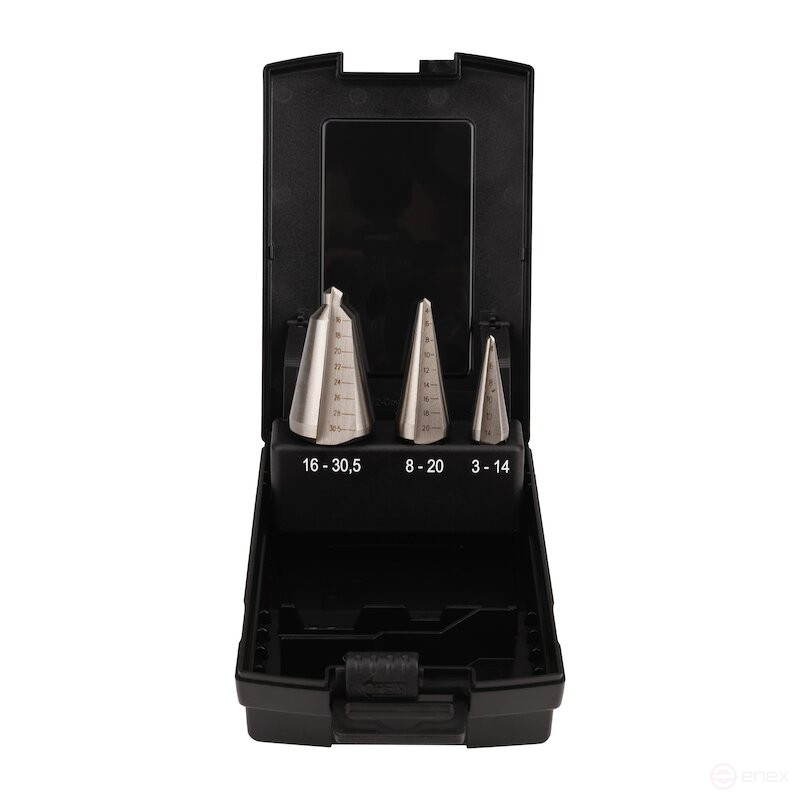 Set of conical drills NORGAU industrial for metal 3-30.5 mm, HSS-E, 3 pieces
