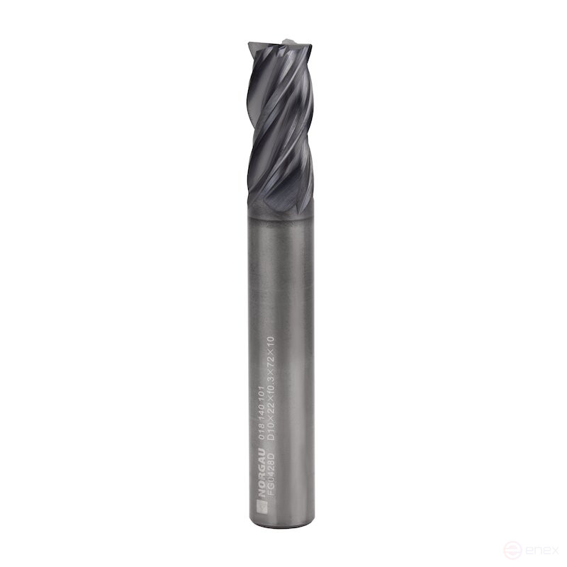 Carbide end mill NORGAU Industrial high-performance 10 mm, Z4, VHM/AlCrSiN