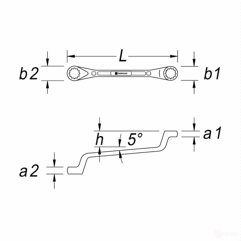 Ключ накидной NORGAU Industrial двусторонний 30х34, N2-30х34
