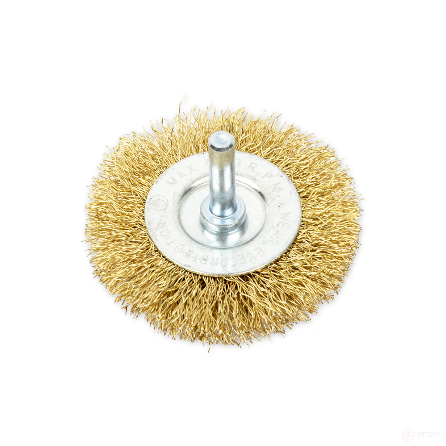 Drill brush, flat 60 mm, with stud, latuned wire d=0.3mm, 4500 rpm ARNEZI R8041060