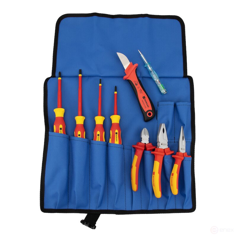 Set of dielectric tools for electrician NORGAU Industrial in a roll-up bag N1009-206VDE, 9 items