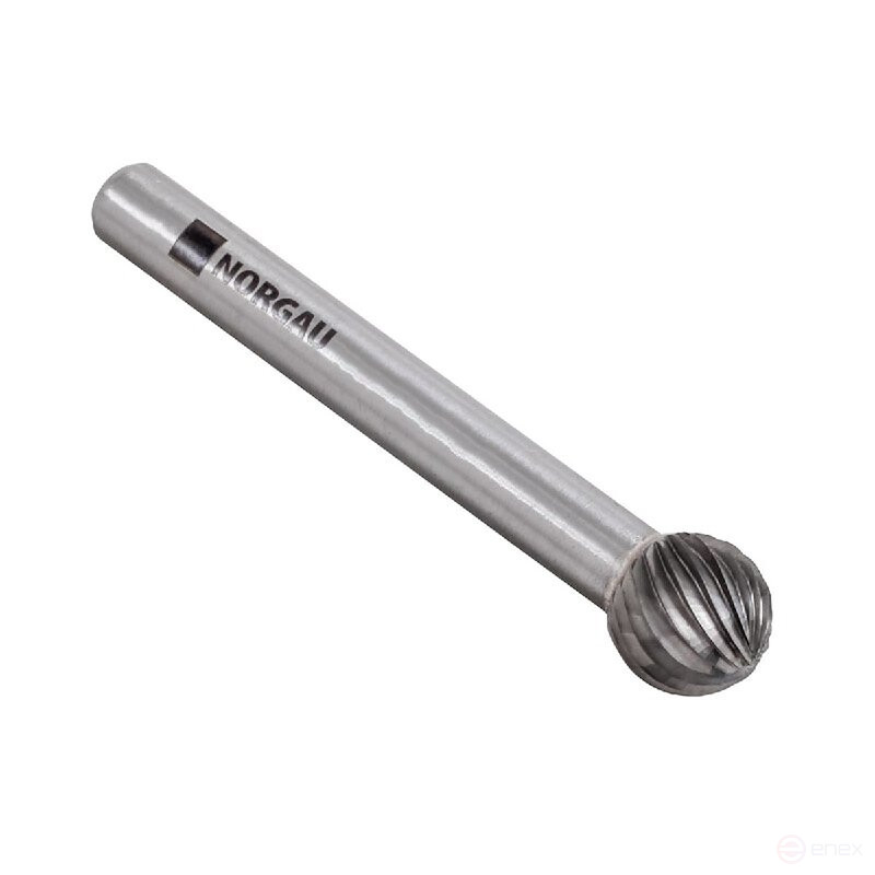 Борфреза твердосплавная NORGAU Industrial сферическая 6 мм, форма D, ALU