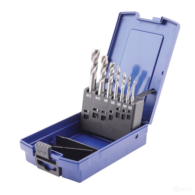 Набор машинных метчиков NORGAU Industrial M3-М12, форма С, HSS-E, 7 предметов