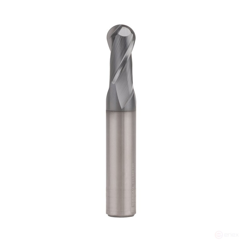 End mill NORGAU Industrial spherical 12 mm, Z2, VHM/AlCrSiN