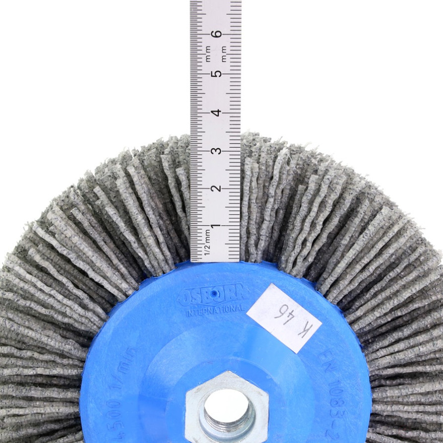 Disc brush D140*55*M14, pile polymer abrasive P46 on wood for UPM USM (Bulgarian) (1-052)