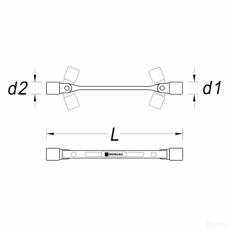 Ключ гаечный торцевой шарнирный двусторонний NORGAU Industrial 30x32, N34