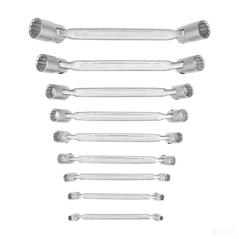 Set of socket double-sided hinge wrenches NORGAU Industrial NBS34-009, 9 pieces