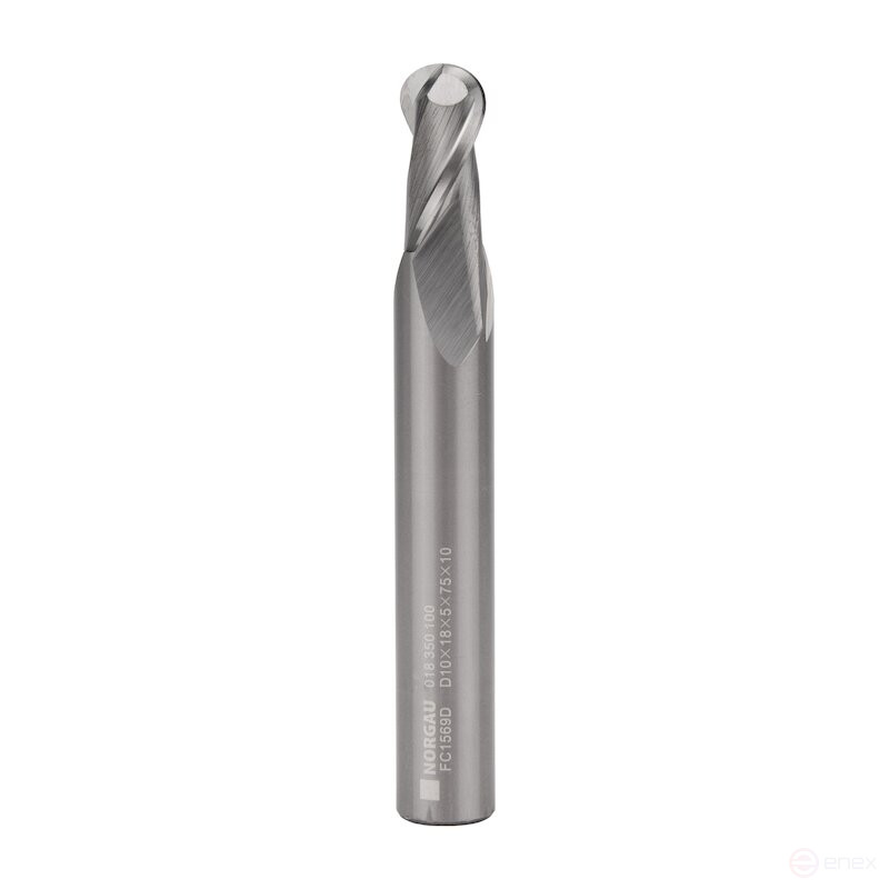 Фреза сферическая высокопроизводительная NORGAU Industrial по металлу 10 мм, Z2, VHM