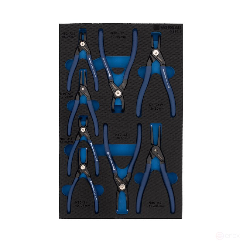 Set of locking ring pullers NORGAU Industrial NS80-8, 8 items