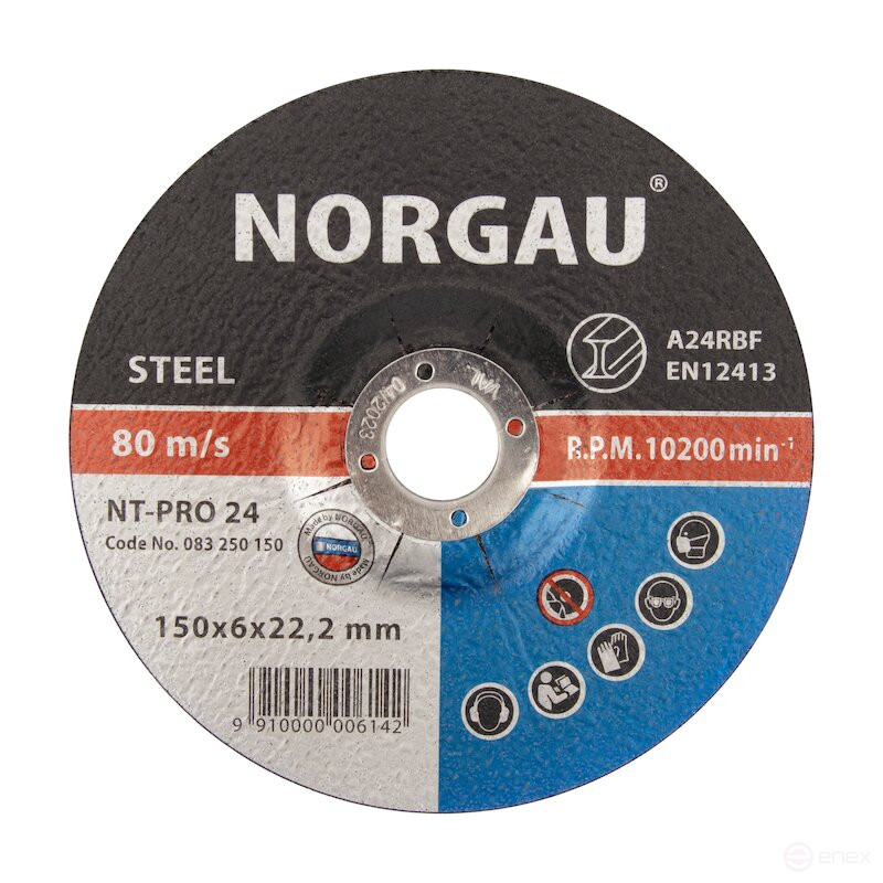 Круг шлифовальный по стали NORGAU Industrial NT-RPO 24, 150х6х22.2 мм