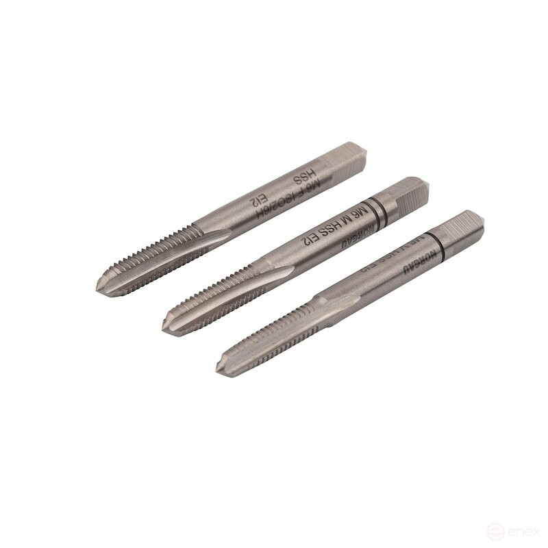 Комплект ручных метчиков NORGAU Industrial M6, HSS, 3 предмета