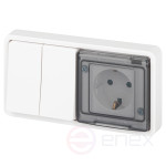 Socket block with switch ERA Expert 11-7522-01 dual IP55 16A-10AX-250V Horizon. SU white
