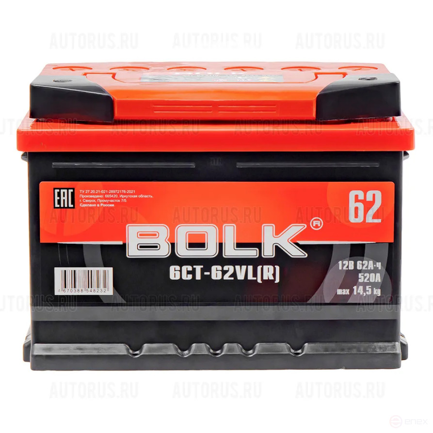 Аккумулятор BOLK Standart 62 А/ч обратный R+ 242x175x175 LB2 EN 520 А