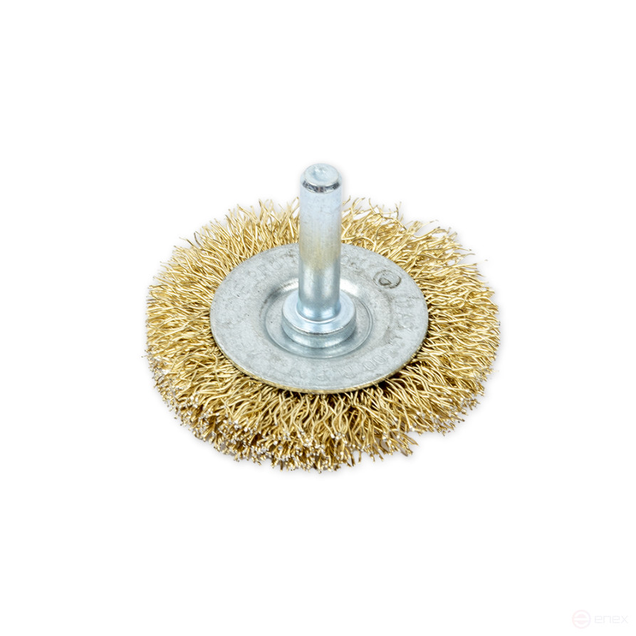 Flat drill brush 50 mm, with stud, latuned wire d=0.3mm, 4500 rpm ARNEZI R8041050