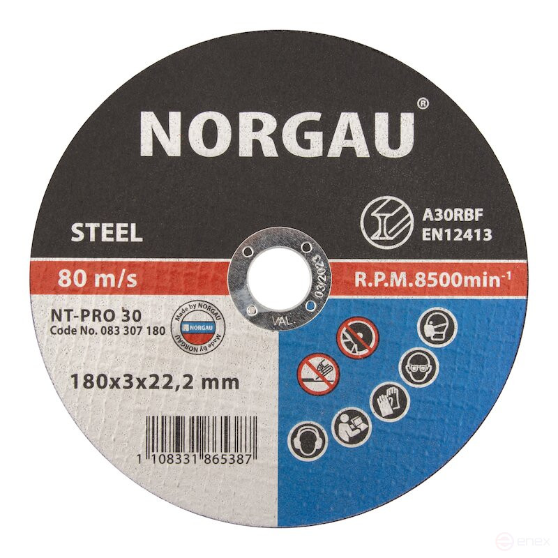 Круг отрезной NORGAU Industrial по стали NT-PRO 30, 180х3х22.2 мм