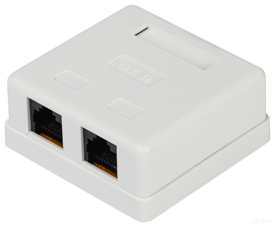 Розетка компьютерная RJ-45 ЭРА RJ02UN категория 5е неэкранированная 2-порта упаковка 30 шт
