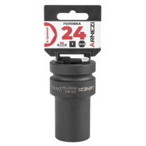 Головка ударная 1"DR 6-гр. 24 мм Cr-Mo удлиненная, на холдере ARNEZI R0500124