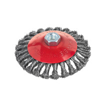 Щетка для УШМ конусная 125 мм, посадка M14, стальная витая проволока d=0.5мм, 8500 об/мин ARNEZI R8048125
