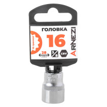 Головка 3/8" 12-и гр. 16мм, L=28 мм на холдере Arnezi R0200216