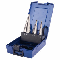 Set of NORGAU industrial step drills for metal 4-30mm, HSS, 3 pieces