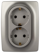 Розетка ЭРА Серия 12 12-2106-16 двойная 2X2P+E Schuko 16А-250В титан