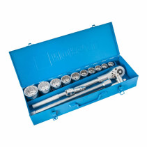 Set of hexagon socket heads with accessories NORGAU Industrial 3/4", 15 pieces, ND3215-S2250 in a metal box