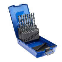 Set of NORGAU Industrial metal drills in a 1-10 mm case, 19 pieces, HSS/VAP