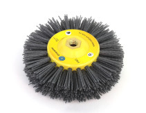 Disc brush D150*40*M14, pile polymer abrasive P60 on wood for UPM USM (Bulgarian) (6-011)