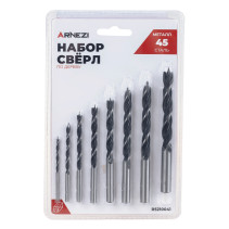 Набор сверл по дереву, 3-4-5-6-7-8-9-10 мм, 8 шт, цилиндрический хвостовик Arnezi R5210041