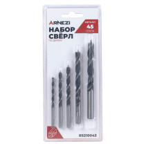 Набор сверл по дереву, 4-5-6-8-10 мм, 5 шт, цилиндрический хвостовик Arnezi R5210042
