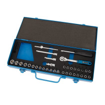 Set of hexagon socket heads NORGAU Industrial with 1/4" accessories, 35 pieces, N2035-S414 in a metal box