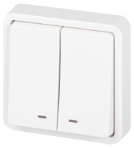 Выключатель ЭРА Эксперт 11-1525-01 двойной с подсветкой IP55 10АХ-250В СУ белый