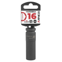 Головка ударная 1/2" 6-гр. 16 мм Cr-Mo удлиненная, на холдере ARNEZI R0300316