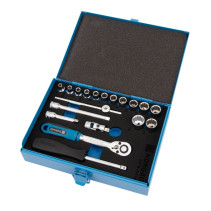 Set of hexagon socket heads with accessories NORGAU Industrial 1/4", 19 pieces, ND20 in a metal box