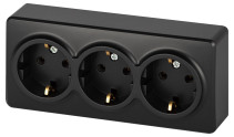Розетка ЭРА Эксперт 11-2208-05 тройная с заземлением 3х2P+E Schuko IP20 16A-250В ОУ антрацит