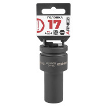 Головка ударная 3/4" 6-гр. 17 мм Cr-Mo удлиненная, на холдере ARNEZI R0400117