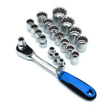 Set of hexagon socket heads with accessories NORGAU Industrial 1/2", 24 pieces, ND19 in a metal box