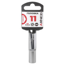 Головка 3/8" 6-и гр. 11мм удлиненная, L=63 мм на холдере Arnezi R0200111