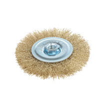 Щетка для УШМ плоская 125 мм, посадка M14, латунированная проволока d=0.3мм, 4500 об/мин ARNEZI R8043125