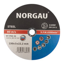 Круг отрезной по стали NORGAU Industrial NT-PRO 30, 230х3х22.2 мм