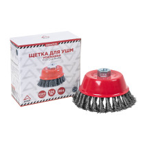 Щетка для УШМ чашка 125 мм, посадка M14, стальная витая проволока d=0.5мм, 6500 об/мин ARNEZI R8047125