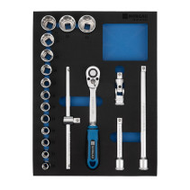 Набор двенадцатигранных торцевых головок 1/2" NORGAU Industrial в ложементе, 19 шт, ND19