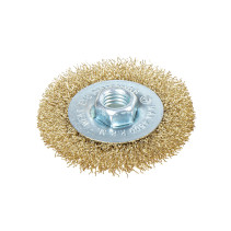 Щетка для УШМ плоская 80 мм, посадка M14, латунированная проволока d=0.3мм, 4500 об/мин ARNEZI R8043080