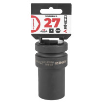 Головка ударная 1"DR 6-гр. 27 мм Cr-Mo удлиненная, на холдере ARNEZI R0500127