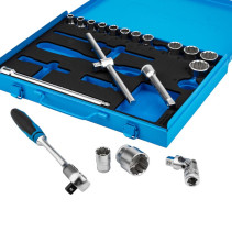 Set of hexagon socket heads with accessories NORGAU Industrial 1/2", 19 pieces, ND19 in a metal box