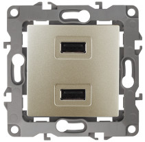 12-4110-04 ЭРА Устройство зарядное USB, 230В/5В-2100мА, IP20, Эра12, шампань