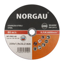 Круг отрезной NORGAU Industrial по стали и нержавеющей стали NT-PRO 40, 230х1.9х22.2 мм